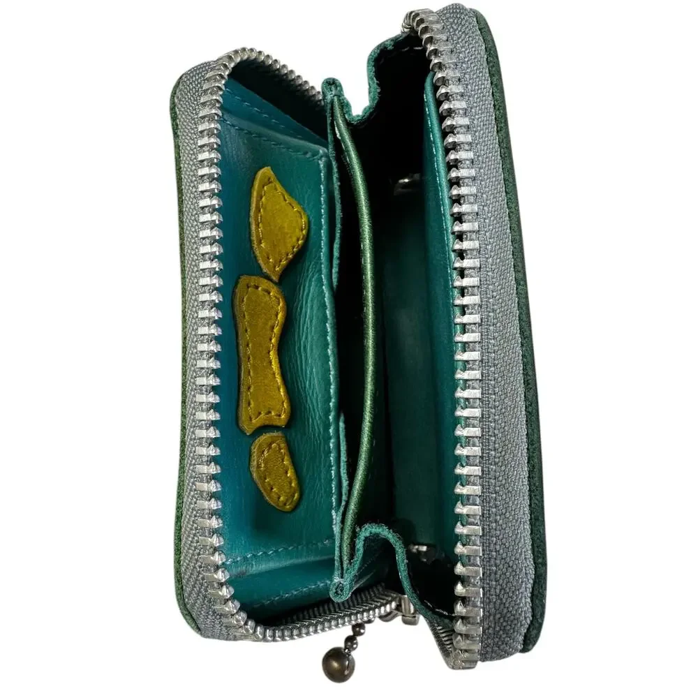 Kapital Green Bone Hand Leather Zip Wallet